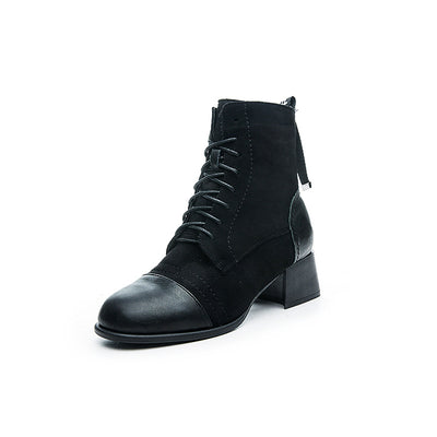 Botas de Cuero Gamuza Cortas para Mujer - Otoño e Invierno - Image 7