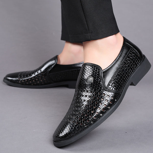 Zapatos de Cuero Hueco Transpirables para Hombre - Estilo Ejecutivo Casual