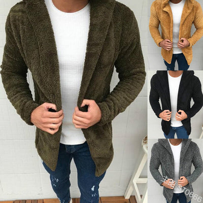 Chaqueta Hoodie Esponjosa de Manga Larga Hombre - Diseño Casual Liso - Image 10
