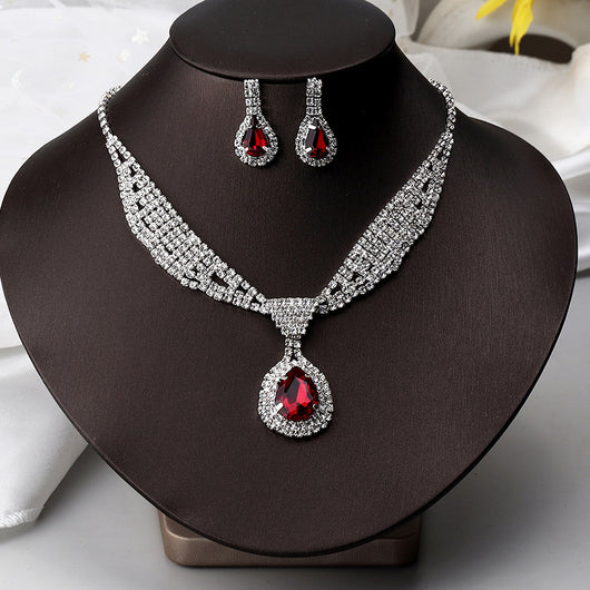 Conjunto de Collar y Aretes de Diamantes Completos Temperament - Image 6