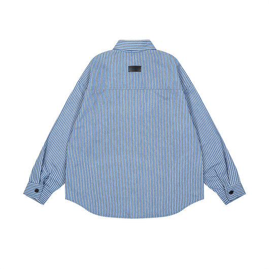 Camisa Suelta de Rayas Verticales y Manga Larga para Hombre - Image 4