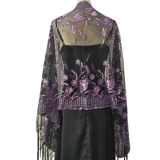 Chal de Gala Elegante con Lentejuelas y Borlas para Novia - Image 18