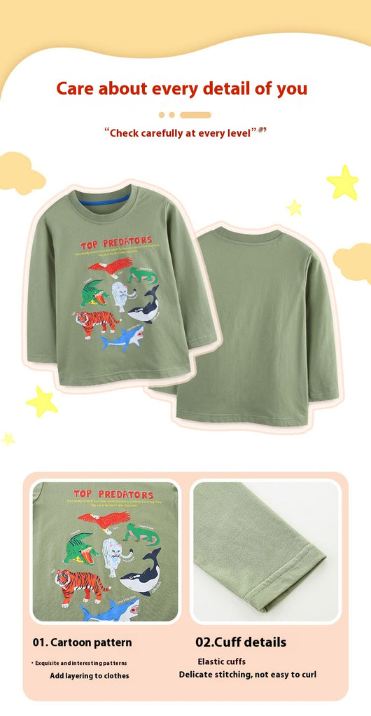 Camiseta Infantil Manga Larga Estilo Europeo Americano con Estampado de Animales - Image 10