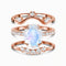 Sterling Plateado Multilayer Moonstone Rose Dorado Ring Women Verde 6