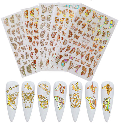 Stickers de Uñas Mariposa con Efecto Bronce Láser