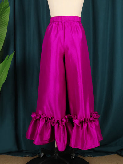 Pantalones Anchos de Cintura Alta con Volantes - Casual y Cómodo - Image 7