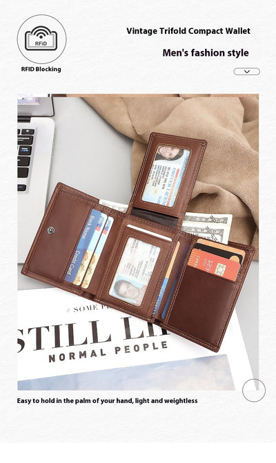 Billetera Vintage de Cuero con Protección RFID y Múltiples Compartimentos - Image 8