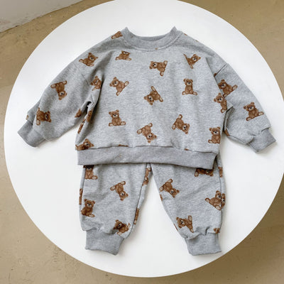 Conjunto de Buzo y Pantalón para Niños Primavera Otoño con Diseño de Osito - Image 11
