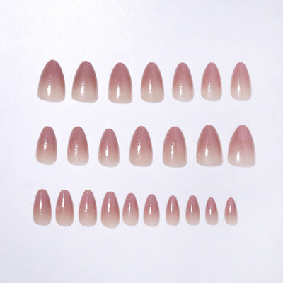 Uñas Postizas Degradado Durazno Nude con Brillo Fino Removibles - Image 9