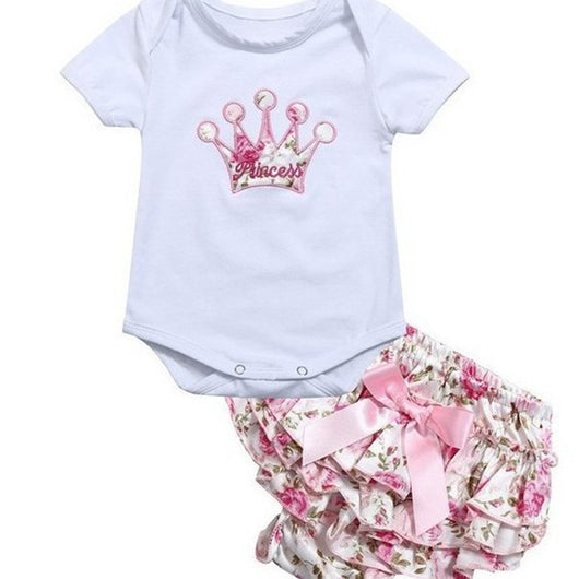 Conjunto de Dos Piezas: Falda Floral con Corona Bordada para Niñas - Image 10