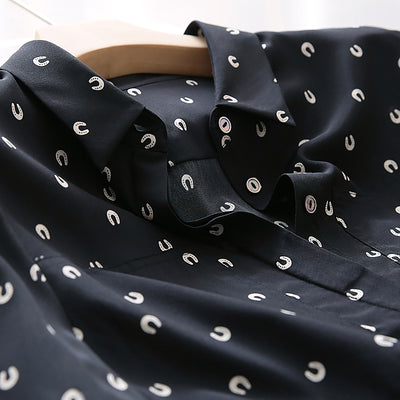 Blusa Suelta de Seda Elastizada con Estampado para Mujer - Image 2