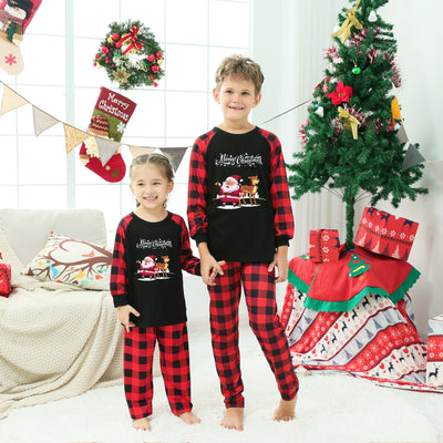 Black and red plaid Christmas romper with Santa Claus and reindeer graphic, and 'Merry Christmas' text. - Image 4