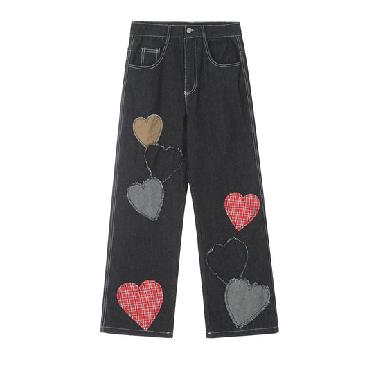 Pantalones Vaqueros Rectos con Parches de Contraste para Hombre