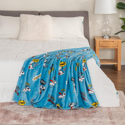 Cobija de felpa Peanuts Velvet Loft Snoopy 140 x 178 cm – Diseño The Flying Ace, oficial y ultra suave - Tekeno