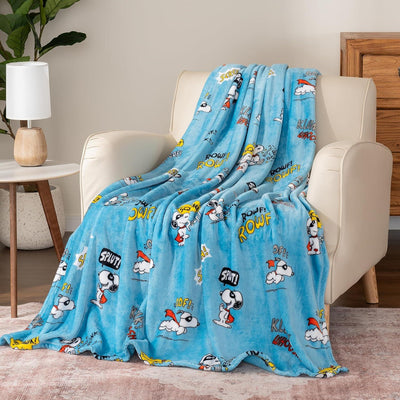 Cobija de felpa Peanuts Velvet Loft Snoopy 140 x 178 cm – Diseño The Flying Ace, oficial y ultra suave - Tekeno