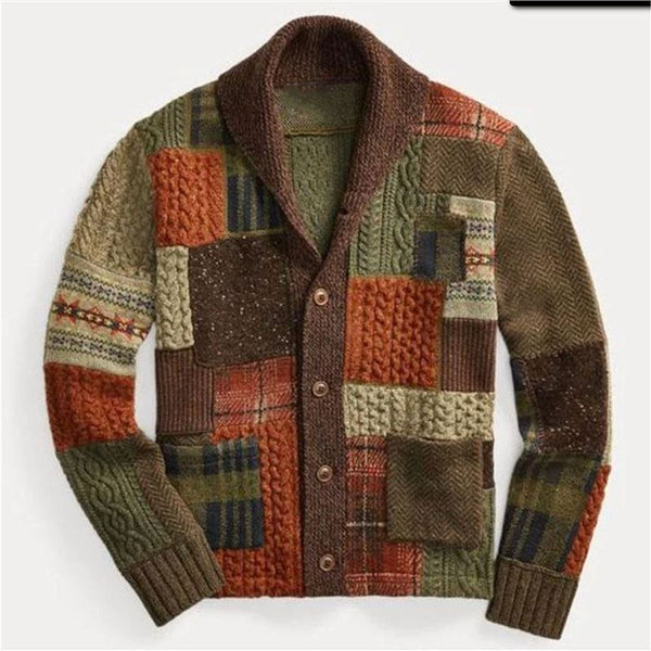Cardigan Casual con Parches a Juego de Colores