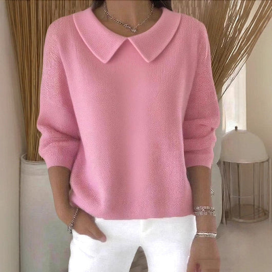Blusa Suelta Casual de Manga Larga en Colores Lisos - Image 3