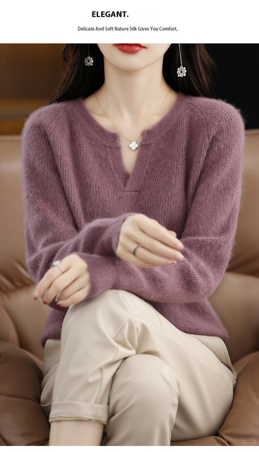 Suéter de Visón Otoño Invierno Mujer Talla Grande Holgado con Forro Polar - Image 25