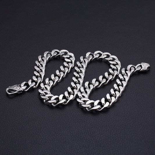 Collar de Acero Titanio Cadena Gruesa Estilo Caballo para Hombre