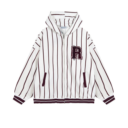 Suéter Retro Hip Hop a Rayas Azul y Blanco para Otoño e Invierno