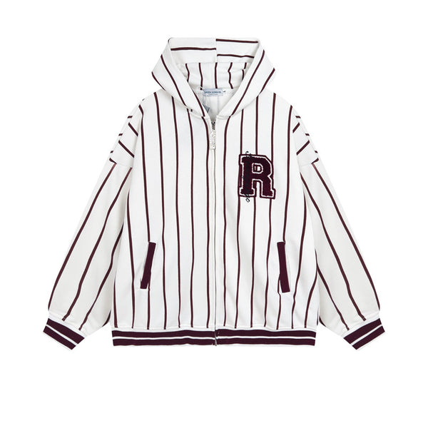 Suéter Retro Hip Hop a Rayas Azul y Blanco para Otoño e Invierno