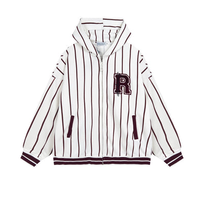 Suéter Retro Hip Hop a Rayas Azul y Blanco para Otoño e Invierno