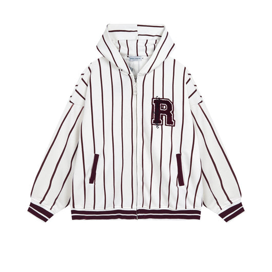 Suéter Retro Hip Hop a Rayas Azul y Blanco para Otoño e Invierno
