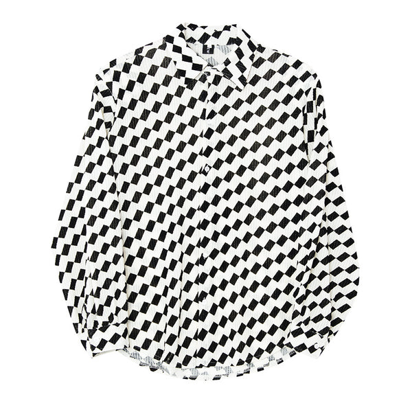 Camisa de Manga Larga Cuadros Blanco y Negro para Hombre - Image 5
