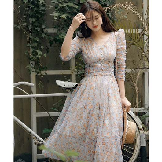 Vestido Tutú de Malla Floral Francés para Niña