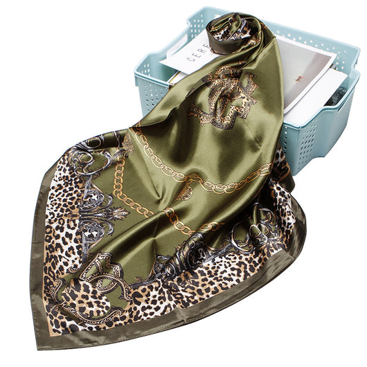Pañuelo Cuadrado Estampado Leopardo Estilo Europeo - Image 5