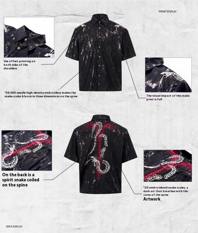 Camisa Blanca Manga Corta para Hombre con Hombreras Serpiente y Detalles Dorados - Image 13