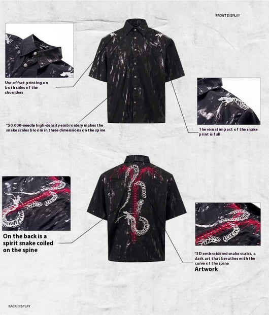 Camisa Blanca Manga Corta para Hombre con Hombreras Serpiente y Detalles Dorados - Image 13