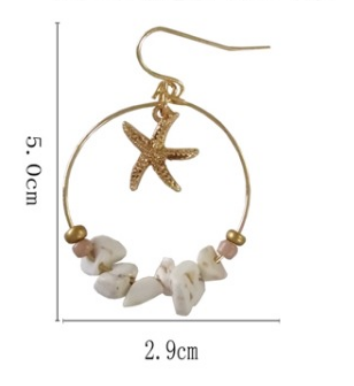 Aretes Estrella de Cinco Puntas en Metal Salvaje con Concha Marina - Image 7