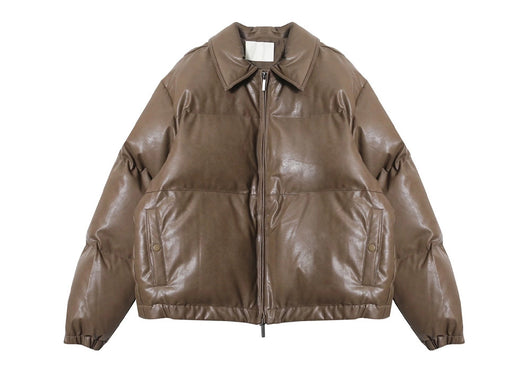 Chaqueta Acolchada de Cuero PU con Cuello Alto y Relleno Extra - Image 3