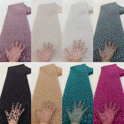 Tela de Lentejuelas con Cuentas de Burbujas para Vestidos de Bordado