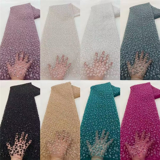 Tela de Lentejuelas con Cuentas de Burbujas para Vestidos de Bordado