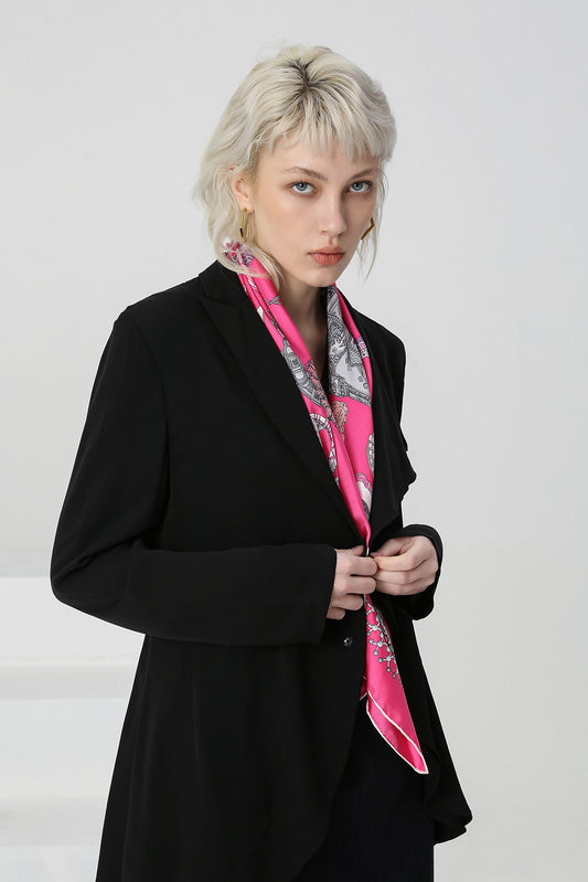 Pañuelo de Seda Estampado Fucsia - Image 2