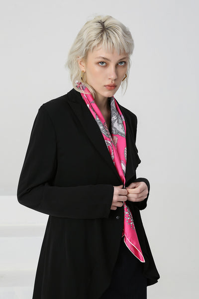 Pañuelo de Seda Estampado Fucsia - Image 2