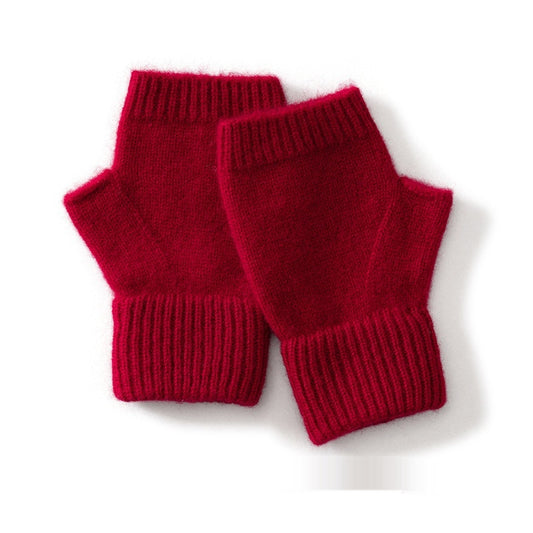 Guantes de Lana Merino Australiana sin Dedos con Flor Tejida y Cashmere - Image 2