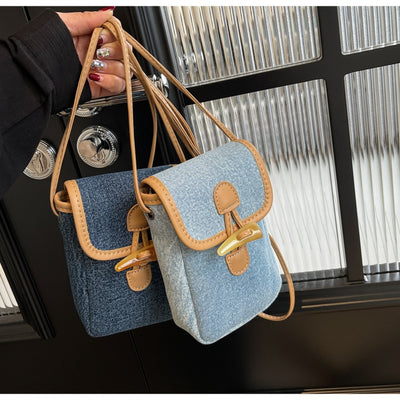 Bolsa Mensajera de Mezclilla Vertical con Botón de Cuerno para Celular Mujer - Image 22