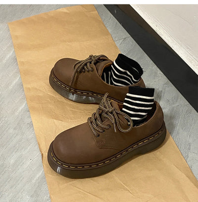 Zapatos de Cuero para Mujer con Suela Gruesa y Punta Redonda - Image 2