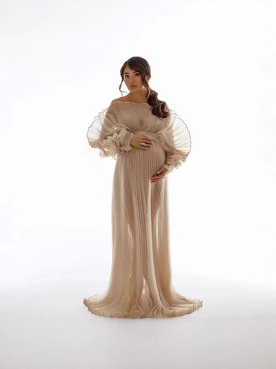 Vestido Largo Plisado Transparente para Embarazadas con Vientre Pronunciado - Image 14