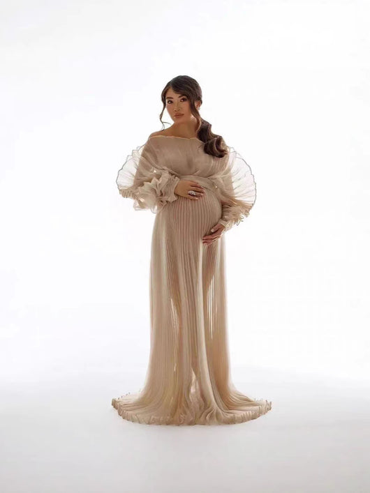 Vestido Largo Plisado Transparente para Embarazadas con Vientre Pronunciado - Image 14