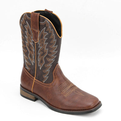Botas Motociclista Western de Cuero Denim con Punta Cuadrada para Hombre - Image 17