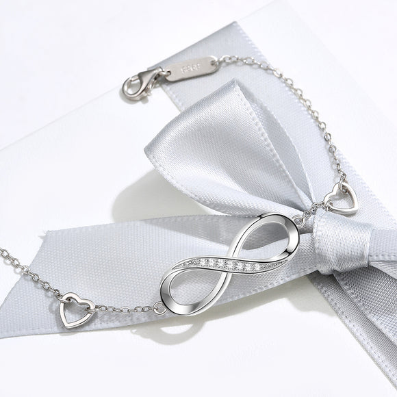 Pulsera de Plata Esterlina 925 con Símbolo de Infinito '8' para Mujer