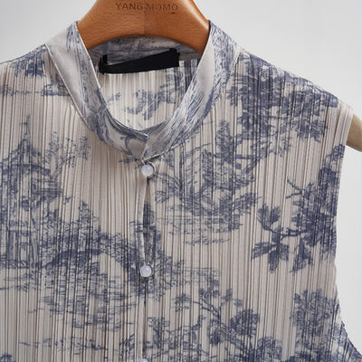 Conjunto Elegante Chaleco y Falda Estilo Chino con Tejido Jacquard Plisado - Image 5