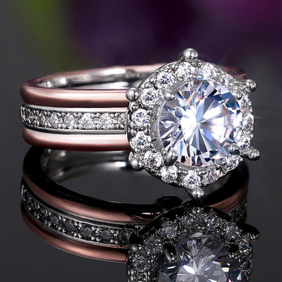 Anillo de Compromiso Bicolor con Zirconia Cúbica - Image 14