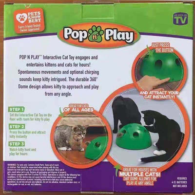 Green Pop 'n Play interactive cat toy with motorized peek-a-boo mouse, packaging, and instructions. - Image 6
