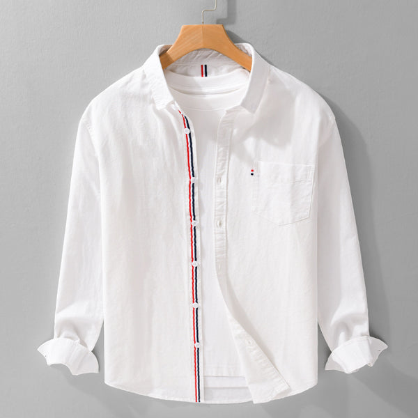 Camisa Oxford Clásica Británica de Manga Larga para Hombre