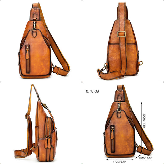 Bolso de Cuero Retro Multifuncional para Hombre y Mujer - Image 9